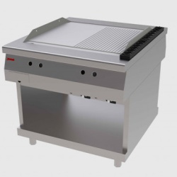 Fry top pe gaz cu suprafata neteda/striata 900 x 1000 mm