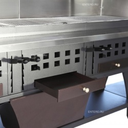 Grill cu trei 3 tăvi de cărbune reglabile 630x420 mm