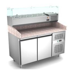 Masa frigorifica pentru pizza cu 2 usi si vitrina , +2°/ +8° C