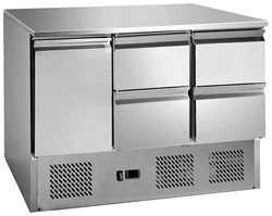 Saladeta ventilata GN1/1 cu o usa si 4 sertare