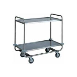 Carucior servire otel inox cu 2 polite adancite
