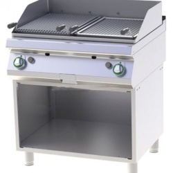 Grill dublu cu roca vulcanica pe gaz, pe suport deschis