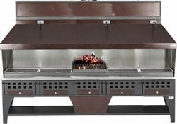 Gratar profesional pe carbuni cu 4 tavi reglable 500x420 mm