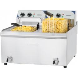 Friteuza electrica 2x 10 litri cu robinet pentru scurgerea uleiului