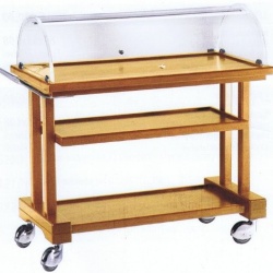 Carucior pentru aperitive, 3 rafturi cu capac 1150x550 mm