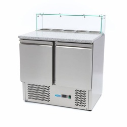 Masa frigorifica pizza cu 2 usi si vitrina de sticla