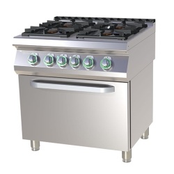 Masina de gatit pe gaz cu 4 arzatoare fonta cu cuptor electric GN1/1