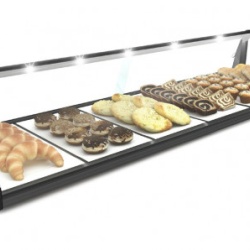 Vitrina neutra curbata iluminata, 1190X380X170mm