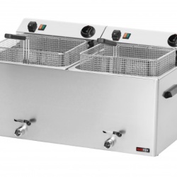 Friteuza electrica 2x11 litri cu supapa pentru scurgerea uleiului, 400V