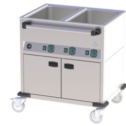 Carucior bain marie cu dulap cald, 2xGN1/1