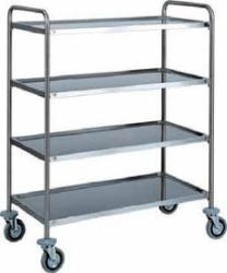 Carucior de debarasare inox, 4 polite, 1100x600x1400 mm