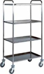Carucior de debarasare inox, 4 polite, 910x570x1720 mm