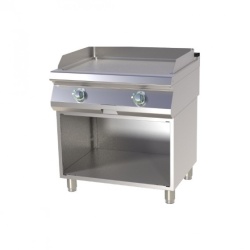 Grill dublu pe gaz cu placa neteda, pe suport deschis