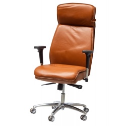 Scaun directorial, piele naturala, maro