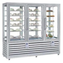 Vitrina frigorifica verticala combinata de prezentare patiserie - gelaterie cu 3 usi, 1388 L