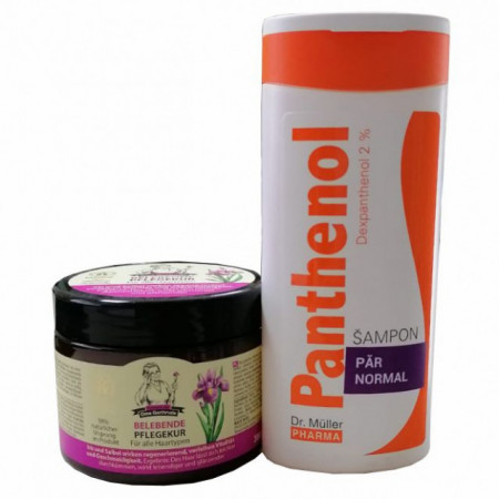 Pachet sampon pentru par normal panthenol 250ml + Masca pentru stralucirea si rezistenta tuturor tipurilor de par 300 ml