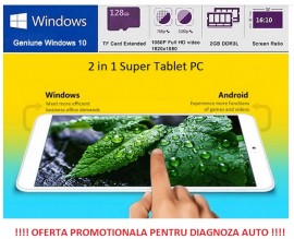 Tableta Dual Boot Windows 10 + Android 4.4, Intel, Quad Core, 8 inch, IPS Screen, 2GB/32GB, Bluetooth, HDMI