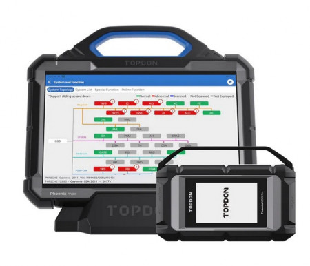 TOPDON Phoenix MAX tableta 8/256Gb, 13.3 inch, Tester Auto Profesional Wireless, control bidirecțional, codare ECU, ADAS, Osciloscop 4 canale, multiple servicii de resetare, OBFCM, Doip + CanFD, Functii Ghidate, Update gratuit online 2 ani
