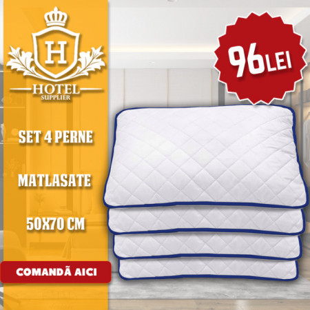 Set 4 Perne Matlasate Microfibra alba - Banda laterala colorata
