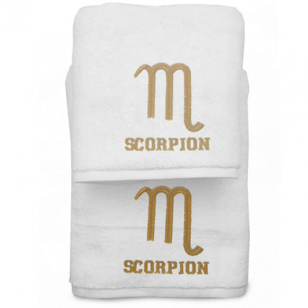 Set 2 Prosoape baie cu broderie Scorpion, bumbac 100%