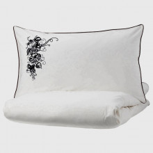 Lenjerie Ranforce -145 gr/mp - Pat Dublu cu Fete de perna brodate - Model floral 1
