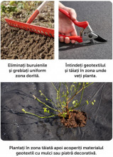 Folie membrana geotextil Geogarden, 100 gr/mp, latime 1 m, lungime 12 m, suprafata 12 mp, negru, agrotextil antiburuieni, pavaje, drenaje