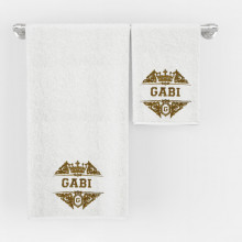 Set 2 Prosoape baie Albe Brodate GABI, bumbac 100%