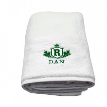 Prosop baie Brodat Nume la alegere , Royal Home, bumbac 100%, alb, 70x140cm - 680gr/mp