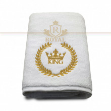Prosop baie Broderie King, bumbac 100%, alb, 70x140cm - 650gr/mp