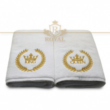 Prosoape baie Brodate Model King and Queen , 2 x 70x140cm - 650gr/mp, bumbac 100%