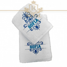 Set 2 Prosoape baie cu broderie color, Nume, bumbac 100%