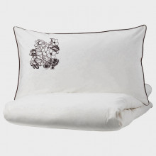 Lenjerie Ranforce -145 gr/mp - Pat Dublu cu Fete de perna brodate - Model floral 2
