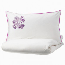 Lenjerie Ranforce -145 gr/mp - Pat Dublu cu Fete de perna brodate - Model floral 2 - mov