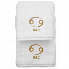 Set 2 Prosoape baie Brodate Alb cu broderie Rac, bumbac 100%