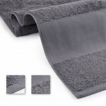 Set 4 Prosoape baie pentru brodat, Bumbac 100%, alb, 70x140cm - 700g/mp-gri