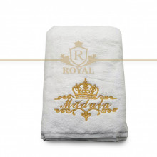 RESIGILAT - Prosop baie Brodat, bumbac 100%, alb, 70x140cm - 650gr/mp