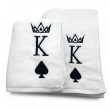 Set 2 Prosoape baie Brodate Alb cu broderie King, bumbac 100%