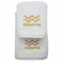 Set 2 Prosoape baie Brodate Alb cu broderie Varsator, bumbac 100%