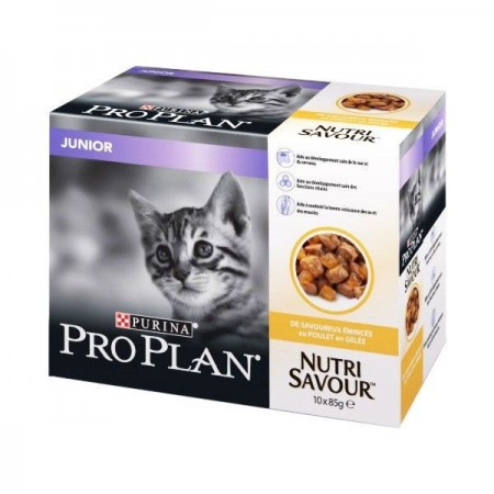 Hrana umeda pentru pisici, Pro Plan, Junior Nutrisavour, 10x85g