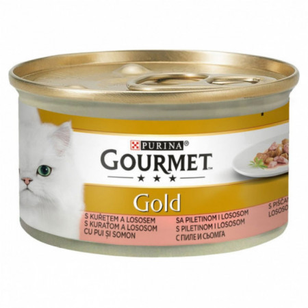 Gourmet Gold cu pui și somon în sos, 24 x 85g