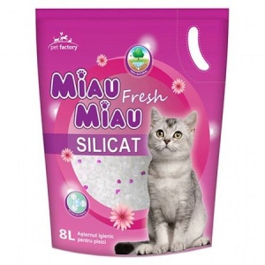 Nisip silicatic pentru pisici, Miau Miau, Silicat, 8L