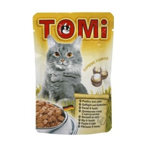 Hrana umeda pentru pisici, Tomi, Pui si Iepure, plic 100 g