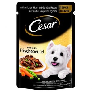 Hrana umeda pentru caini, Cesar, Pui si Legume in Sos, Plic 100 g