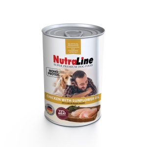 Hrana umeda pentru caini, Nutraline, Dog Adult Monoprotein Pui Ulei de Floarea Soarelui, 400 g