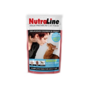 Hrana umeda pentru pisici, Nutraline, Sensory Somon si Creveti, 24 x 100 G