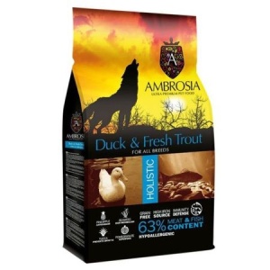 Hrana uscata pentru caini, Ambrosia Grain Free, Adult, Rata si Pastrav, 12 Kg