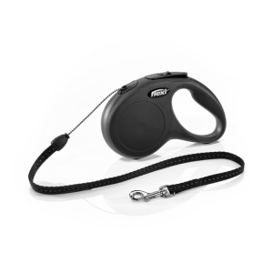 Lesa retractabila pentru caine, Flexi, New Classic Cord S, 5 M, Neagra