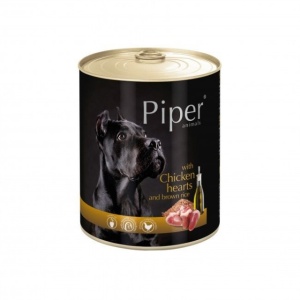 Hrana umeda pentru caini, Piper, Inimi de Pui si Orez Brun, 400G