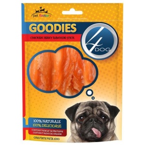 Recompense pentru caini, 4Dog, Goodies Chicken Jerky Rawhide Stick, 100G