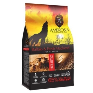 Hrana uscata pentru caini, Ambrosia Grain Free, Adult Macrou si Bivol, 12 Kg